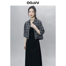 oo&vv复古气质格子衬衫+蕾丝边吊带连衣裙两件套女装2025夏季新款
