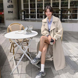 卡其色中长款 2025新款 英伦风流行大衣气质高级感休闲风衣外套女