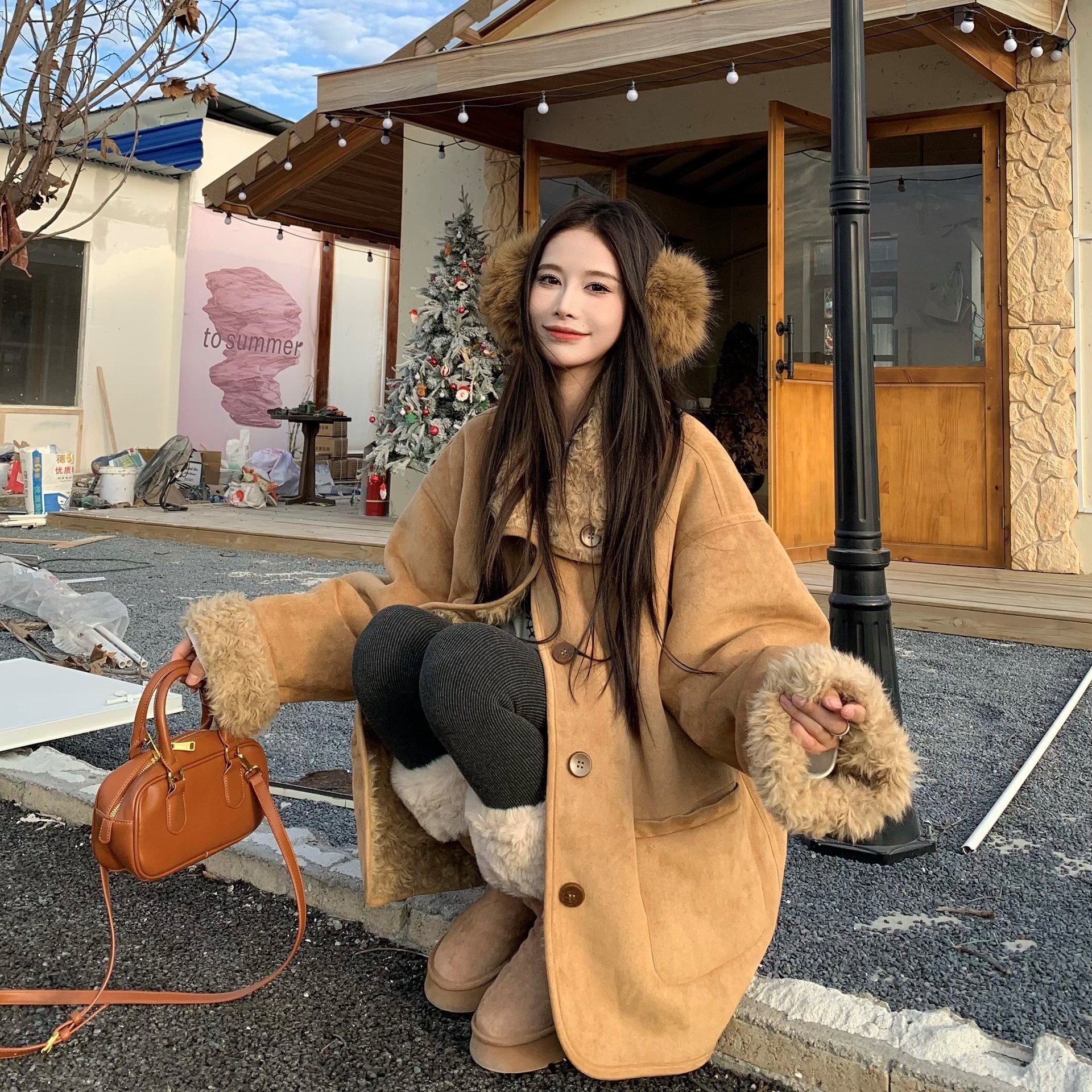 高级双面穿羊羔毛外套女秋冬环保皮草皮毛一体机车服加厚保暖大衣