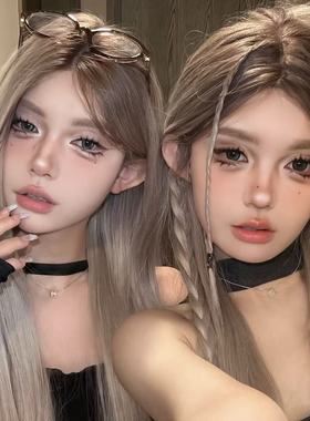 可露丽【涩谷辣妹 · 前额蕾丝】渐变色御姐气质长直发假发全头套