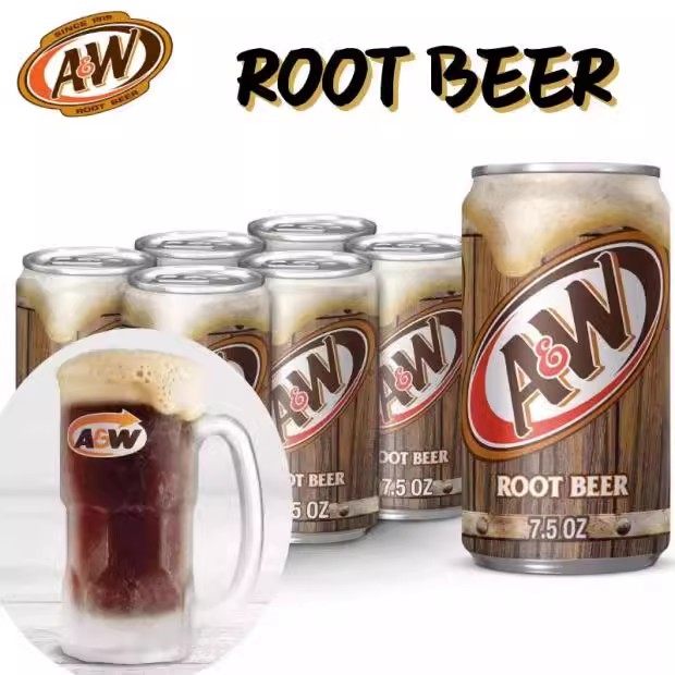美国进口根汁汽水乐啤露355ml*6罐装AW树根汽水碳酸饮料树根啤酒