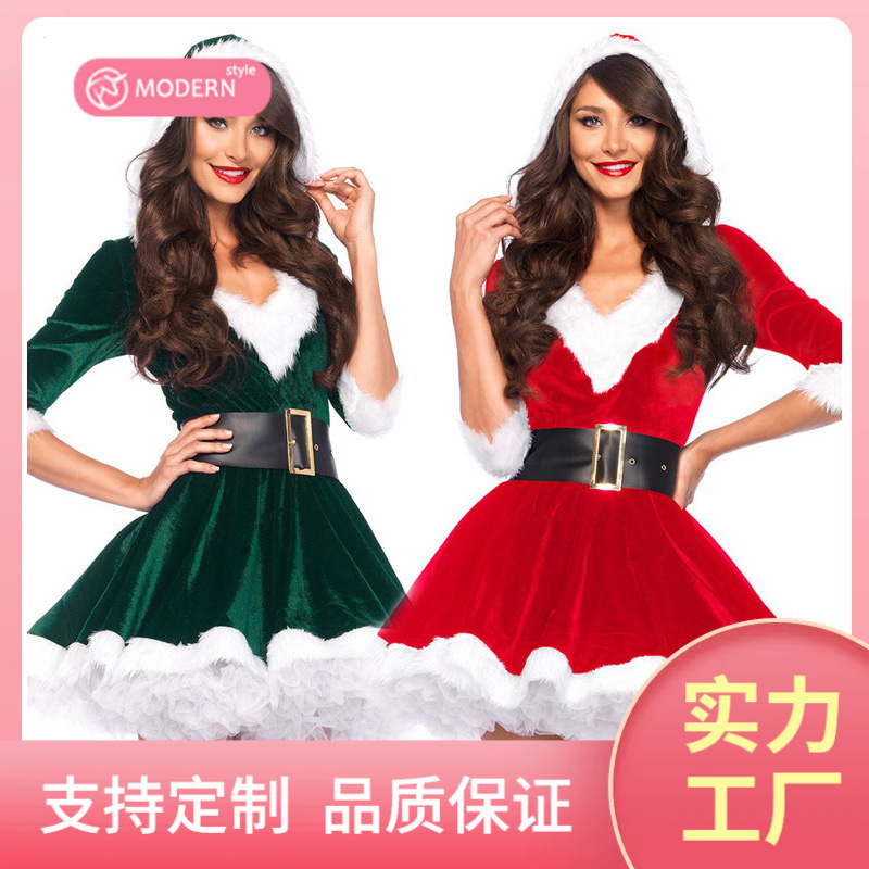 欧美圣诞装圣诞节服装角色扮演圣诞女郎制服派对服装分码