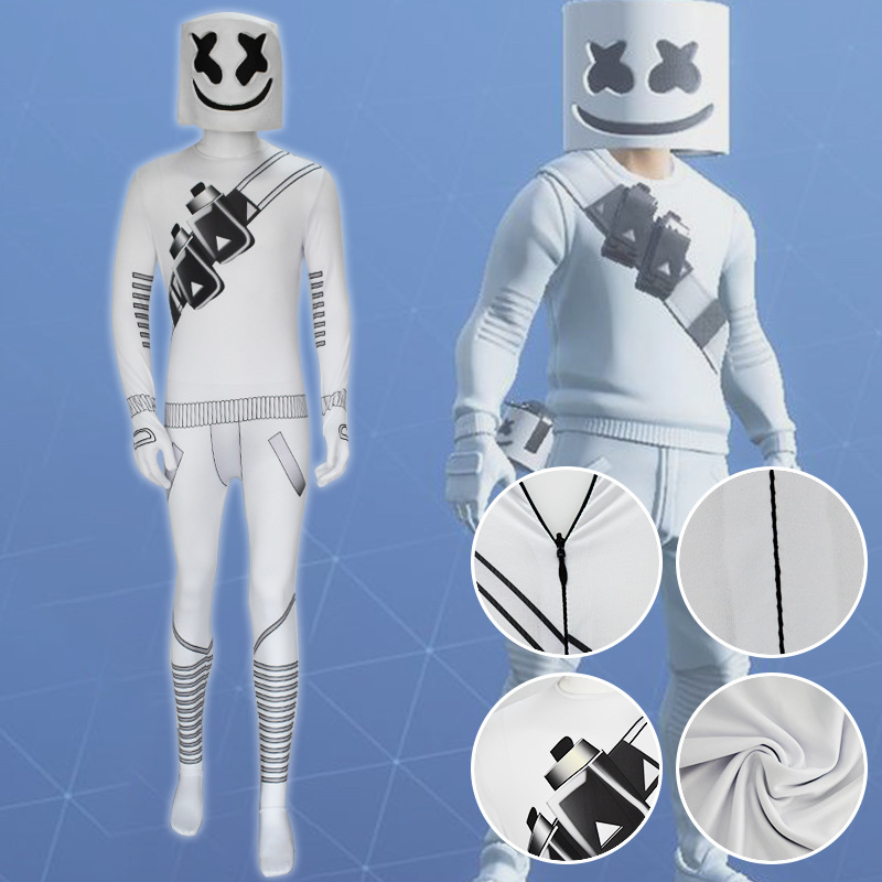 2019新品跨境Marshmello套装连体衣dj电音棉花糖衣服cosplay服装