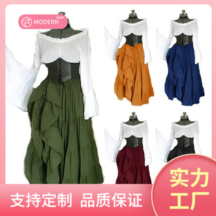 2023维多利亚长裙欧美长袖连衣裙文艺复兴时期长袍中世纪服饰