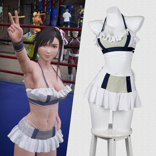 FF7最终幻想7：重生cosplay蒂法·洛克哈特白色泳装cos服女