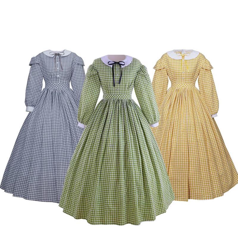 女式内战格子连衣裙内战维多利亚时代Dickens舞会礼服南美女服装