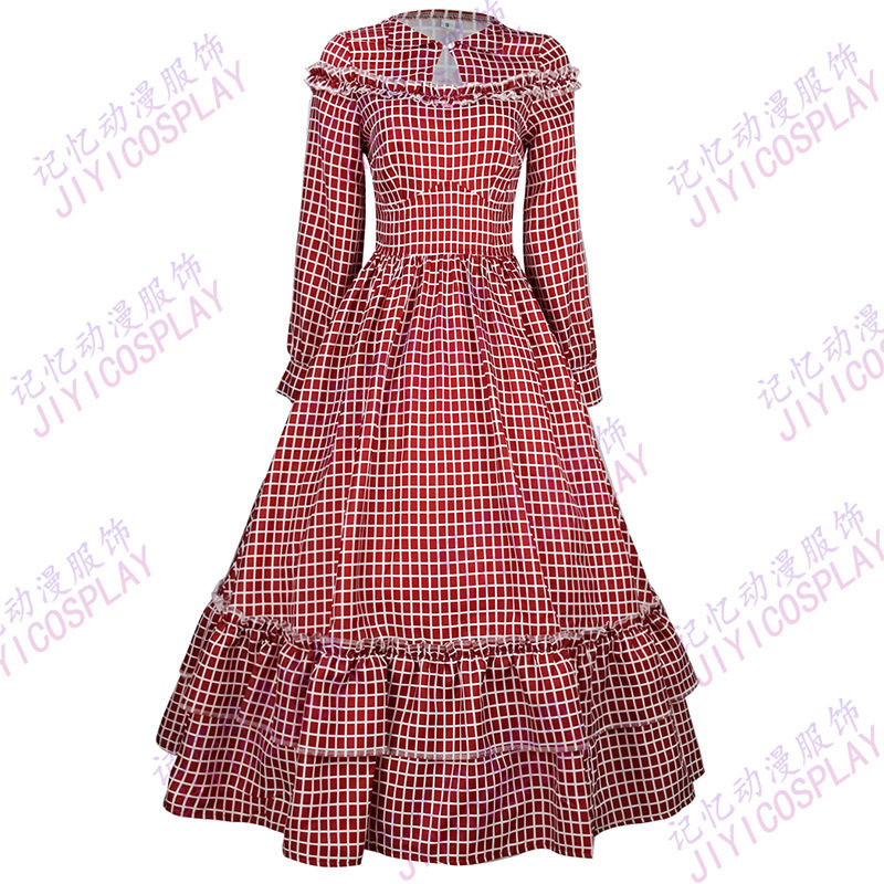 源头现货女性先锋裙子南北战争服装殖民时期格子长裙女装