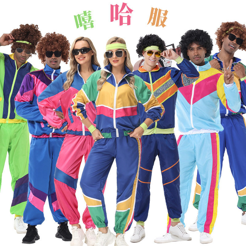 欧美复古嘻哈7080年代嘻哈摇滚音乐cos服装万圣节男士舞台演出服