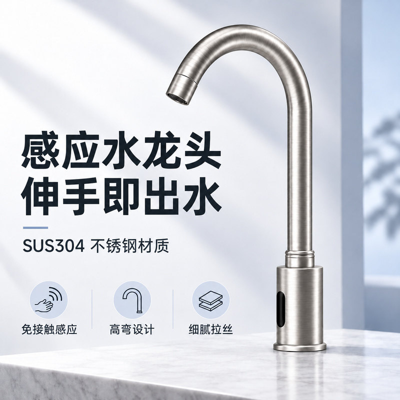 304不锈钢全自动感应水龙头红外线医用商用工程洗手器智能餐饮