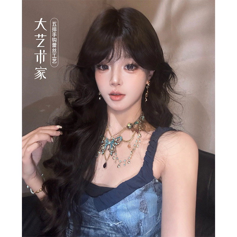 束朵假发女长中分刘海小额蕾丝卷发气质网红日常修脸新款全头套式,美发护发/假发,日常整顶假发,淘宝优惠券,粉丝福利购,淘宝优惠卷