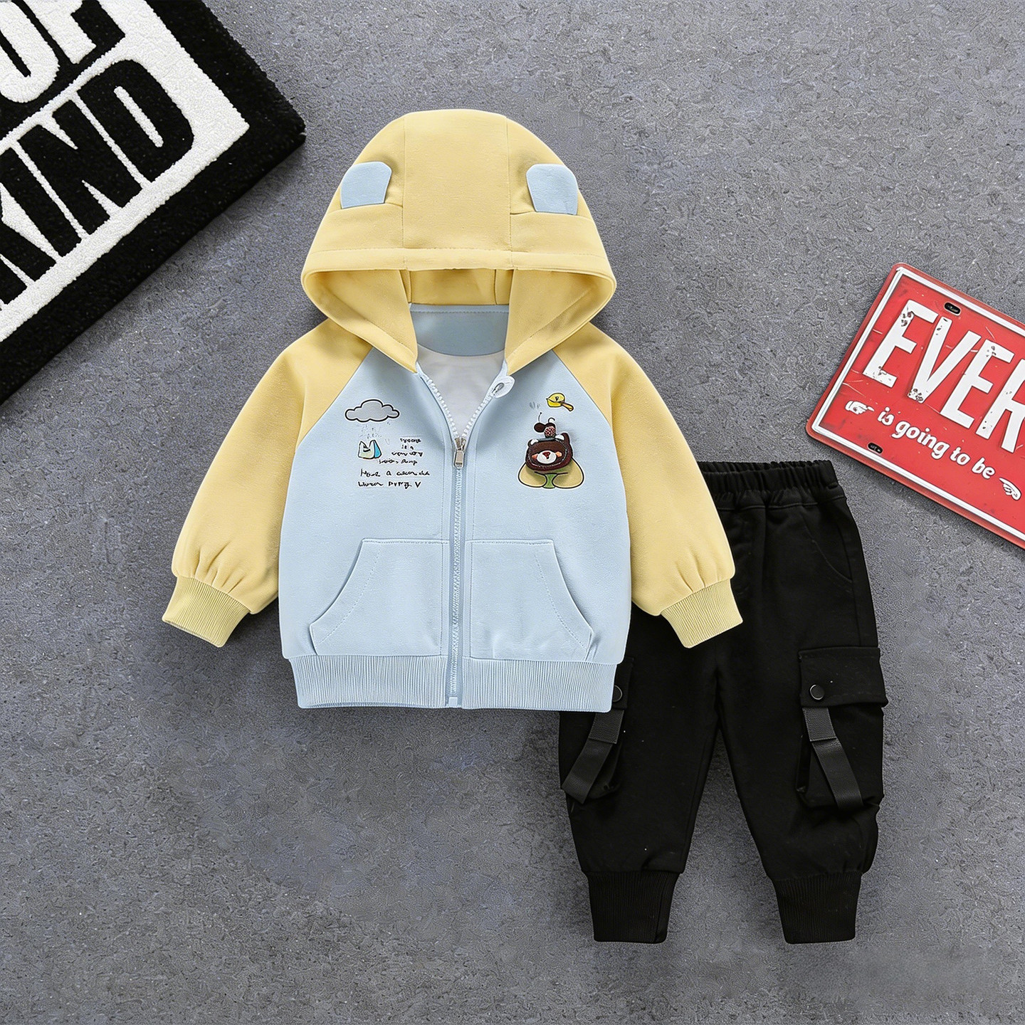 男童卡通套装春秋季2026新款洋气卫衣男孩婴儿宝宝休闲两件套春装