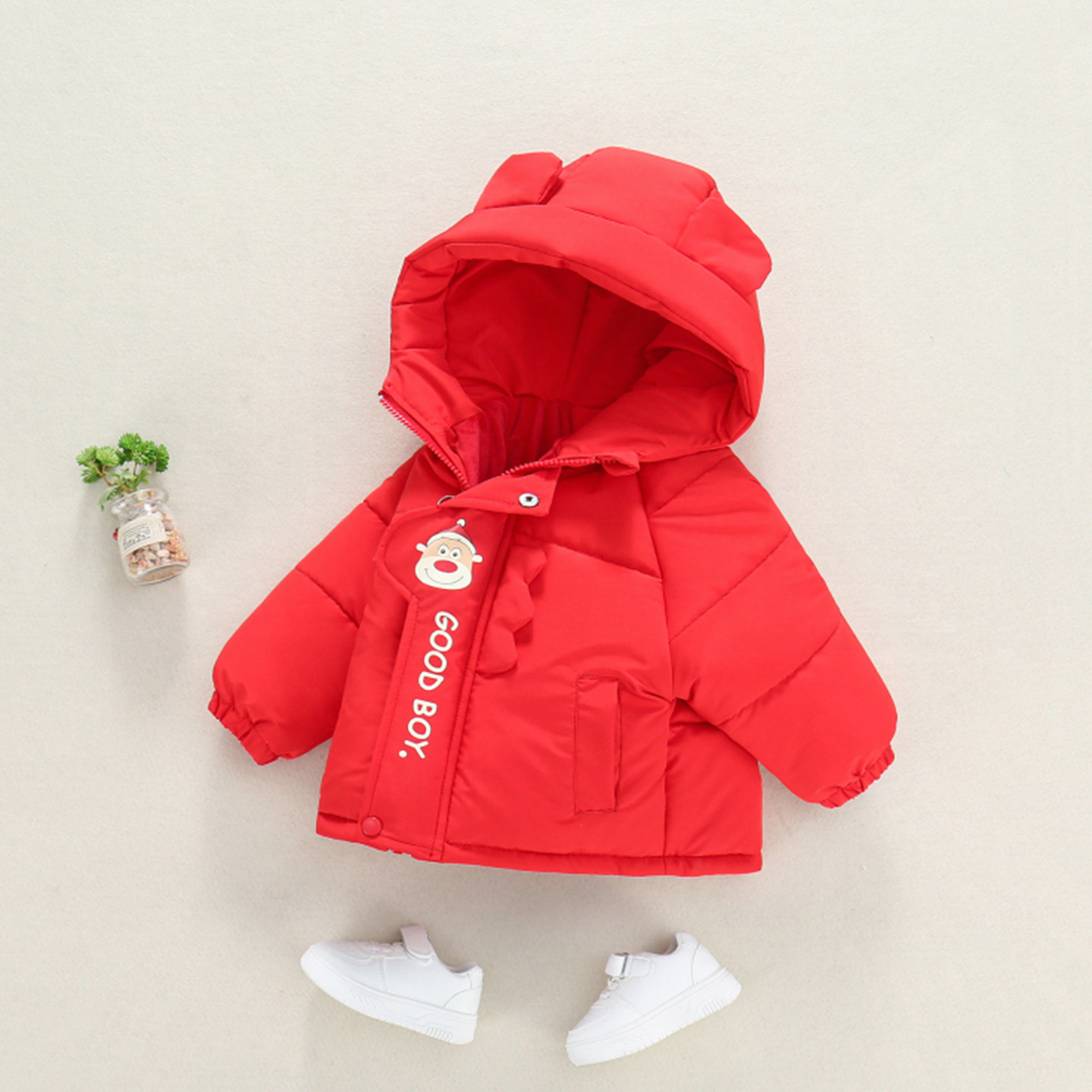 宝宝冬装连帽加厚棉服可爱卡通保暖外套男女小童圣诞新年红色棉袄,童装/婴儿装/亲子装,棉袄/棉服,淘宝优惠券,粉丝福利购,淘宝优惠卷
