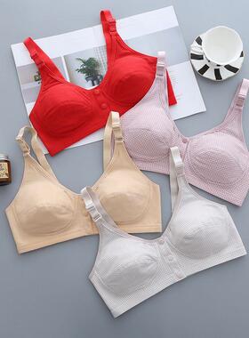 本命年前开扣中老年背心透气大红色哺乳文胸可调节肩带中老年内衣