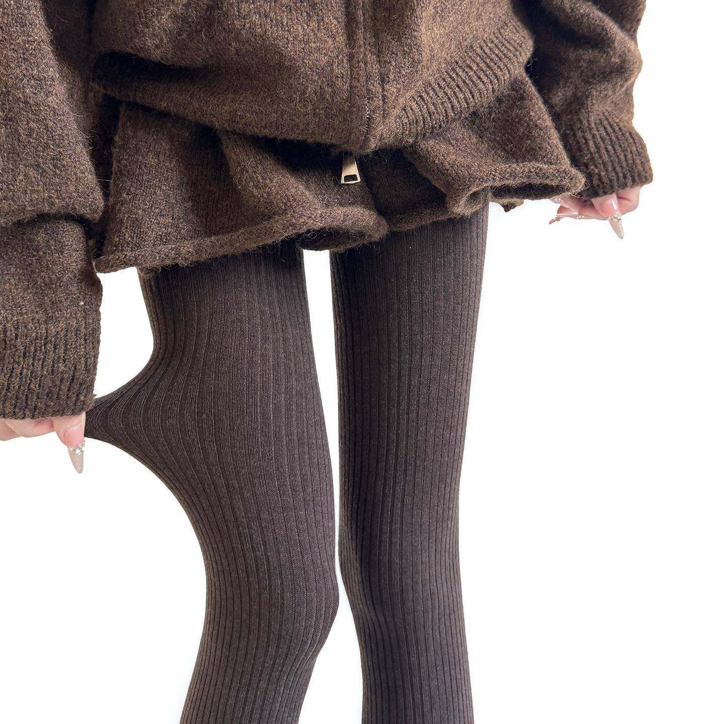 秋冬竖纹保暖加绒羊毛打底裤咖色百搭简约拉绒连裤袜灰色踩脚袜裤,女士内衣/男士内衣/家居服,连裤袜/打底袜,淘宝优惠券,粉丝福利购,淘宝优惠卷
