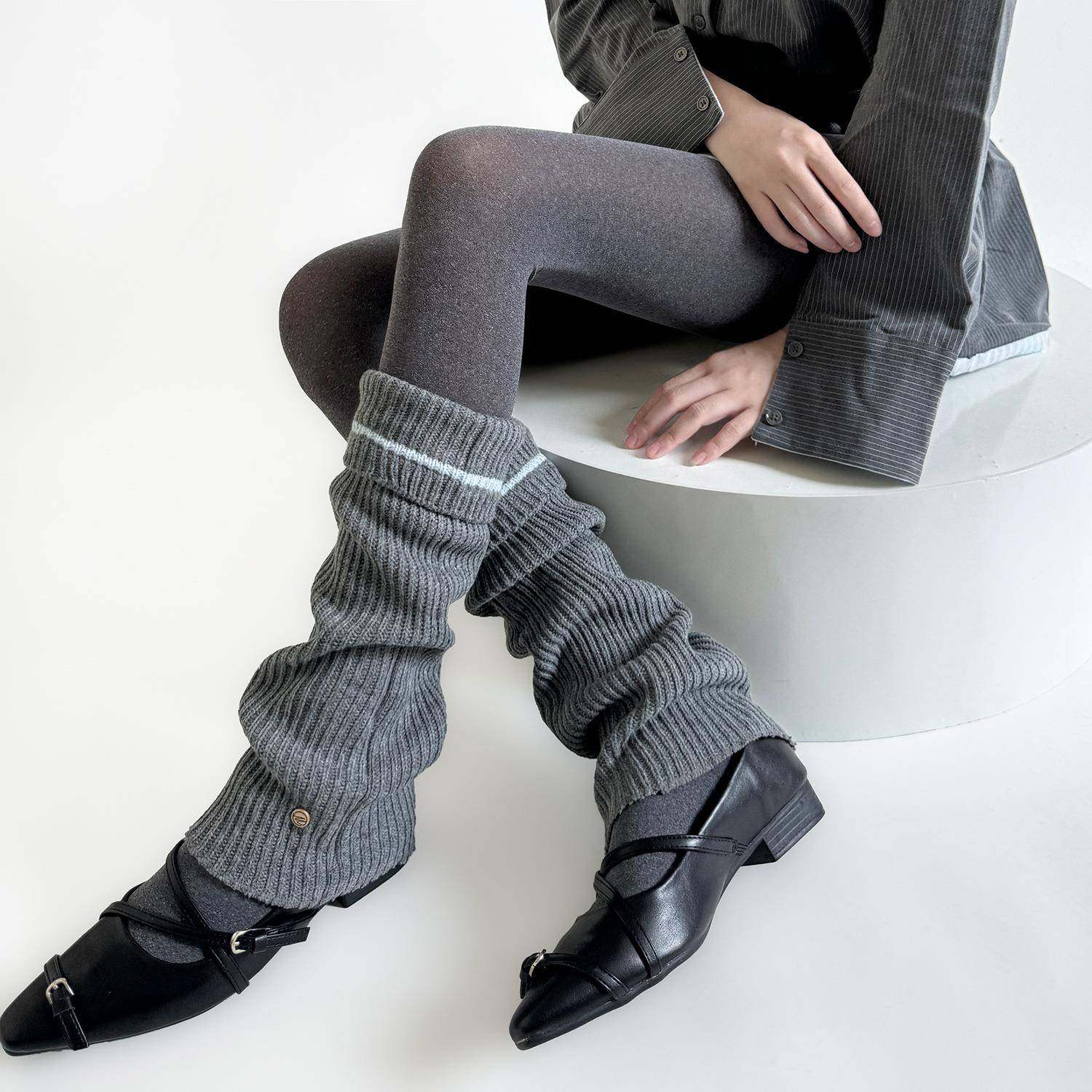 韩版金属扣子设计感翻边堆堆袜套女秋冬保暖条纹学院风针织腿套女,女士内衣/男士内衣/家居服,短袜,淘宝优惠券,粉丝福利购,淘宝优惠卷