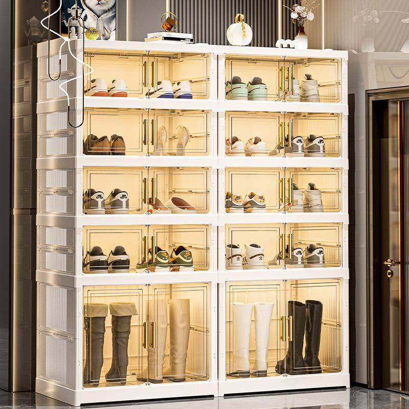 免安装鞋柜透明家用门口折叠收纳体式盒一拉就用塑料架省空间神器,收纳整理,收纳柜,淘宝优惠券,粉丝福利购,淘宝优惠卷