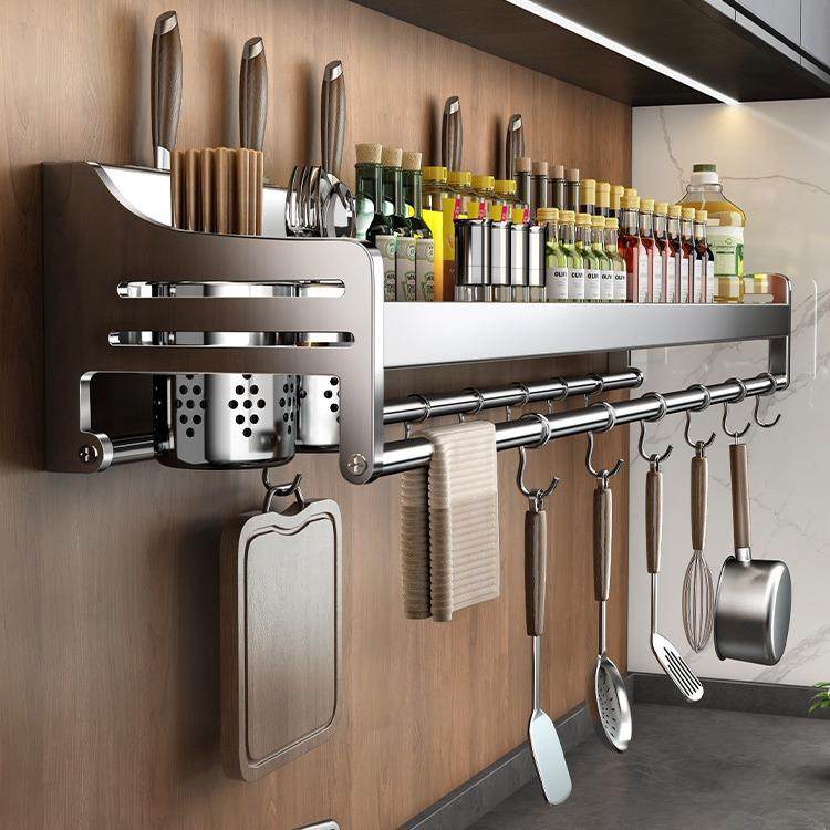 厨房置物架免打孔不锈钢家用壁挂式调味料筷子刀架用品大全收纳架,厨房/烹饪用具,抹布架/厨房清洁收纳架,淘宝优惠券,粉丝福利购,淘宝优惠卷