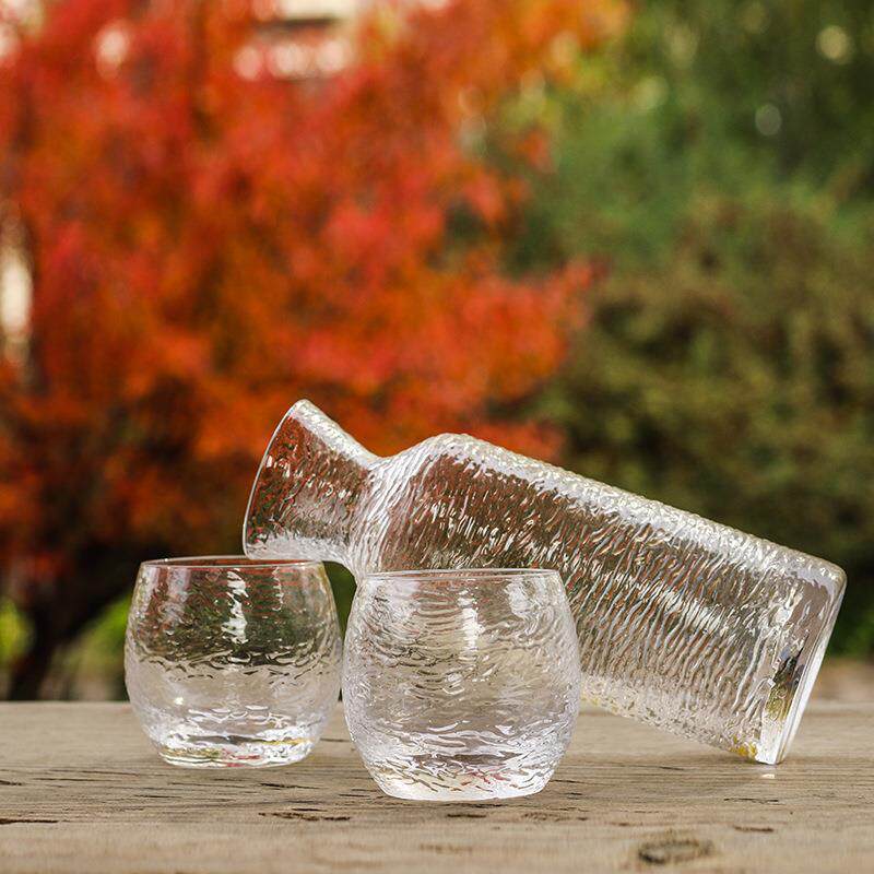 日式锤纹清酒壶一壶四杯酒具套装家用玻璃白酒杯果酒杯高颜值酒杯