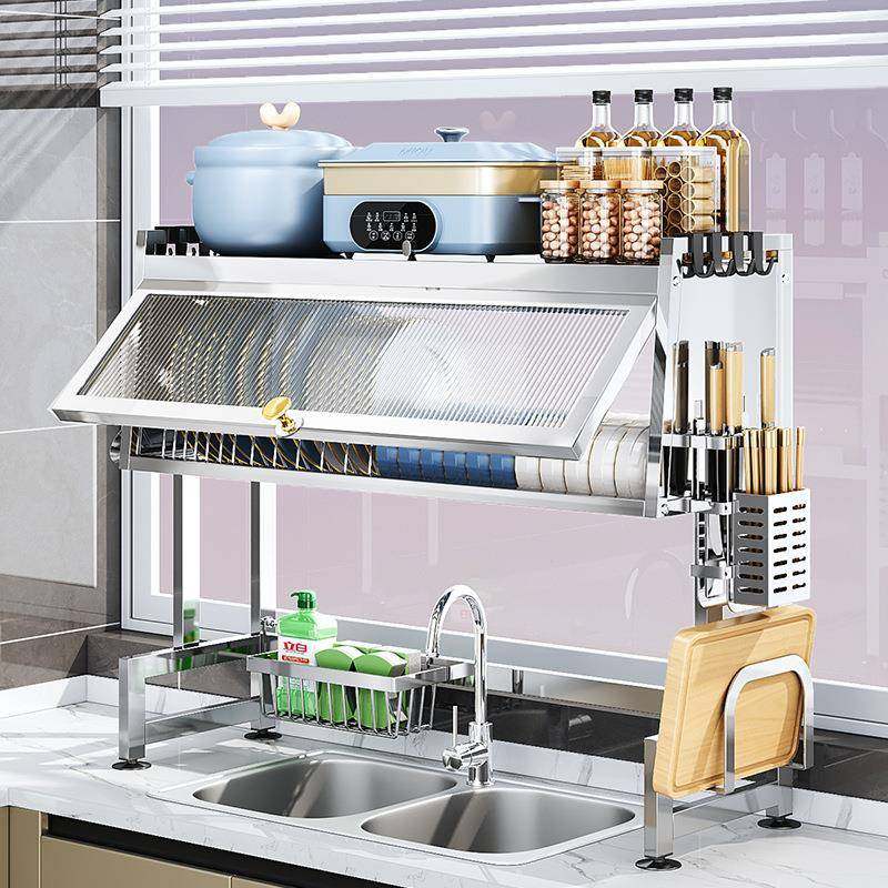 厨房水槽置物架不锈钢沥水架多功能台面碗碟收纳架家用防尘水槽柜,厨房/烹饪用具,抹布架/厨房清洁收纳架,淘宝优惠券,粉丝福利购,淘宝优惠卷