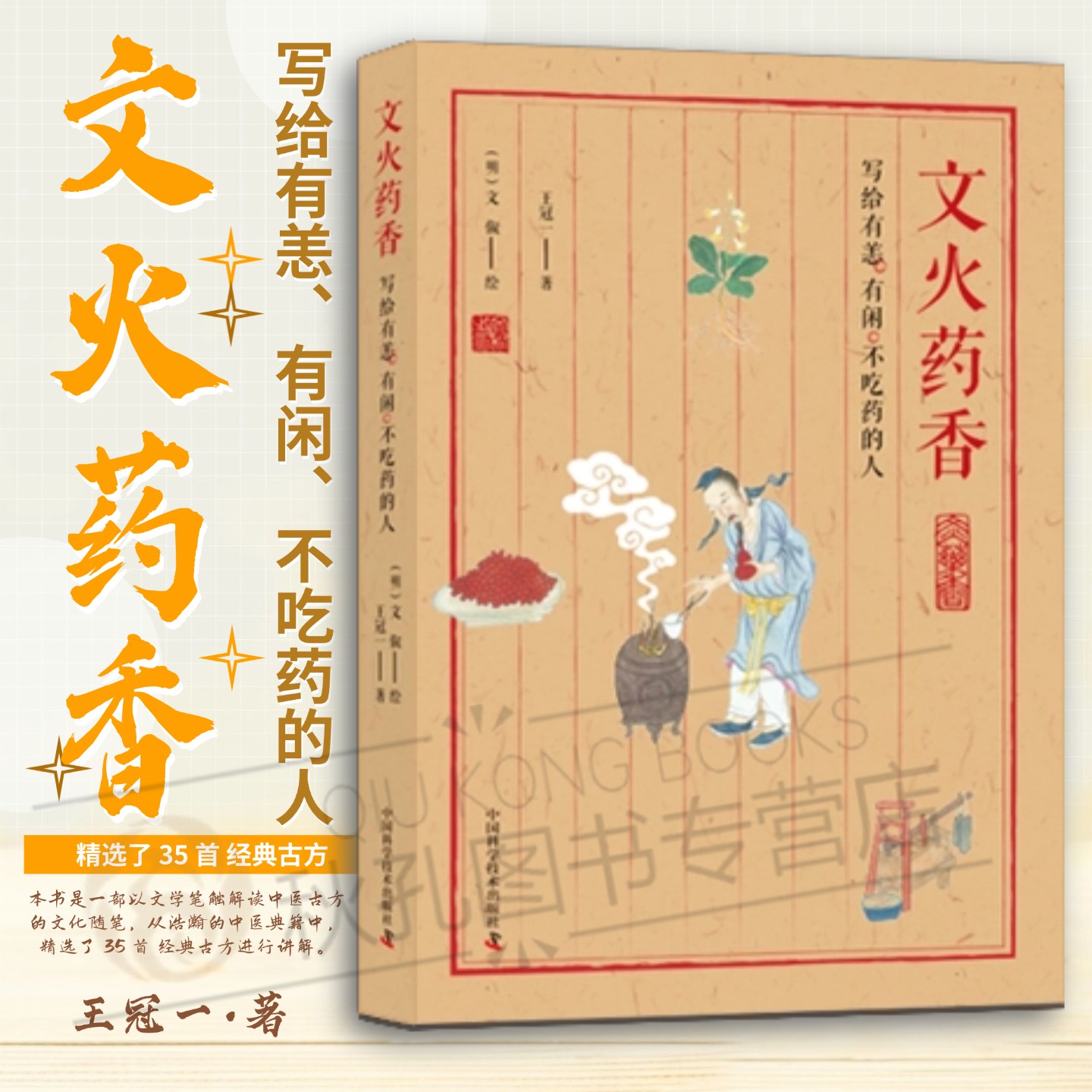 文火药香 写给有恙、有闲、不吃药的人 王冠一 中医养生书籍 35首经典古方 本草文化 文人药香 不吃药的中医文化科普书籍 中医古方