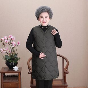 中长款轻薄羽绒马甲女中妈妈长款羽绒服内胆坎肩大衣背心轻型鸭绒
