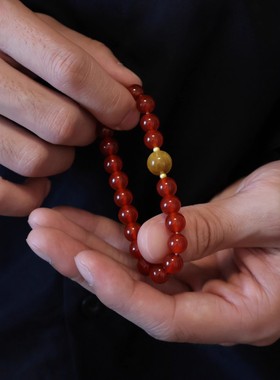 天然红玛瑙金虎眼石手串