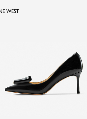 Nine West/玖熙女鞋蝴蝶结高跟鞋春季清仓浅口细跟一脚蹬单鞋宴会
