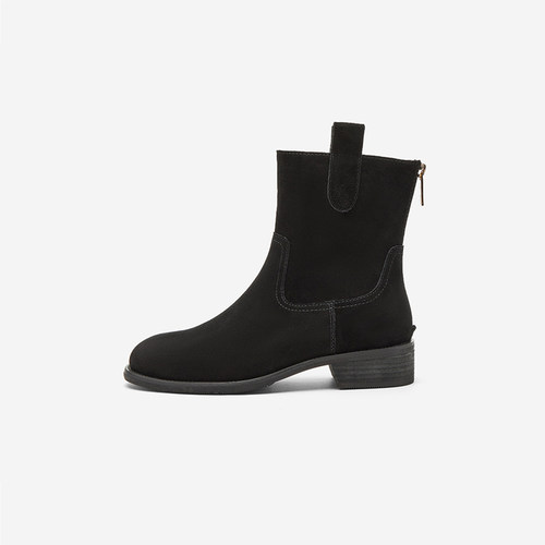 NineWest/玖熙圆头短靴复古女鞋