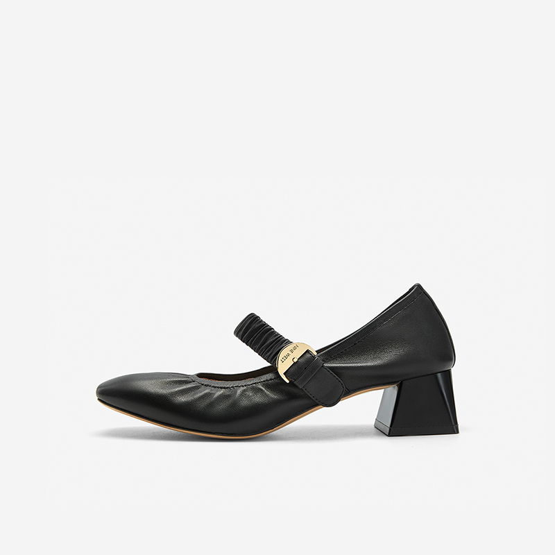 NineWest/玖熙玛丽珍鞋方头粗跟