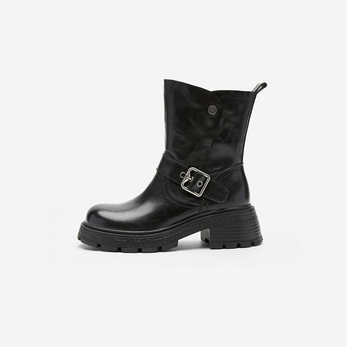 NineWest/玖熙黑色短筒马丁靴女