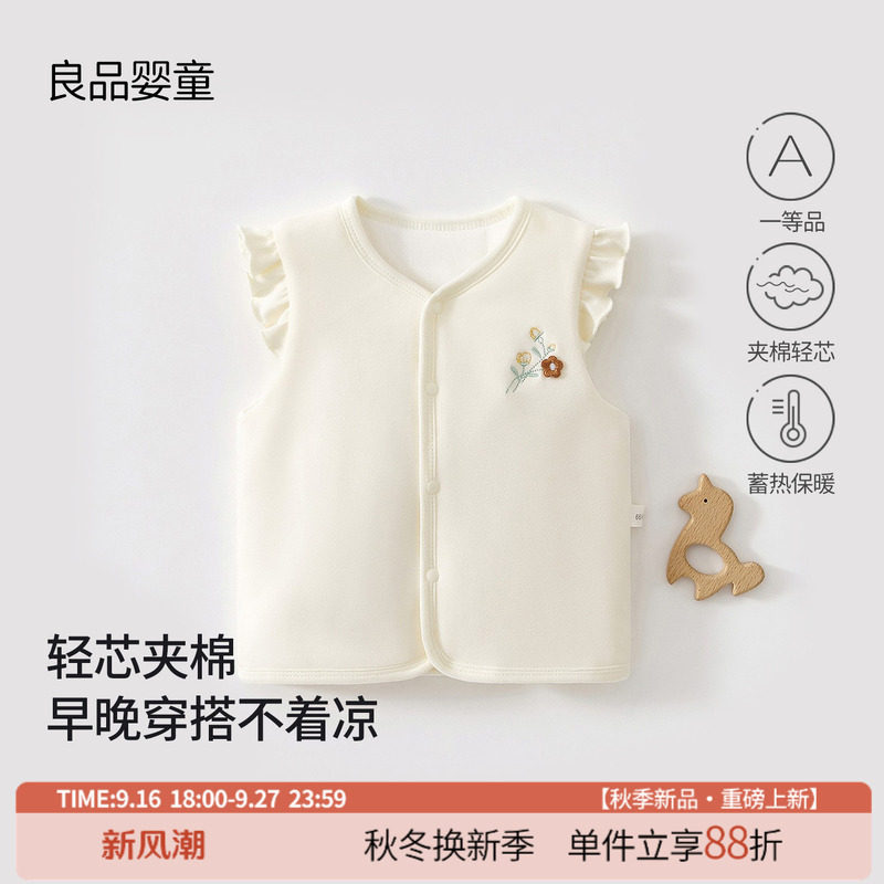 婴儿衣服秋冬款小月龄宝宝可爱马甲冬天2025新款马夹薄棉上衣外套图片