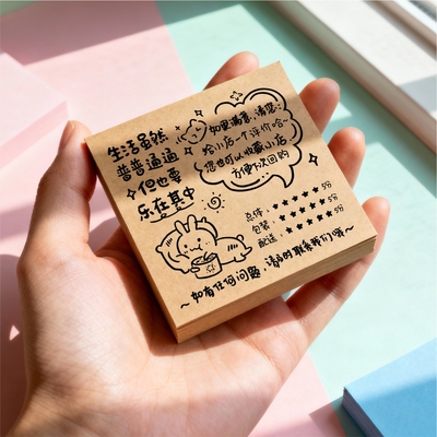 外卖暖心贴纸餐饮牛皮纸温馨语录可定制便利店闪购可爱小纸条便签