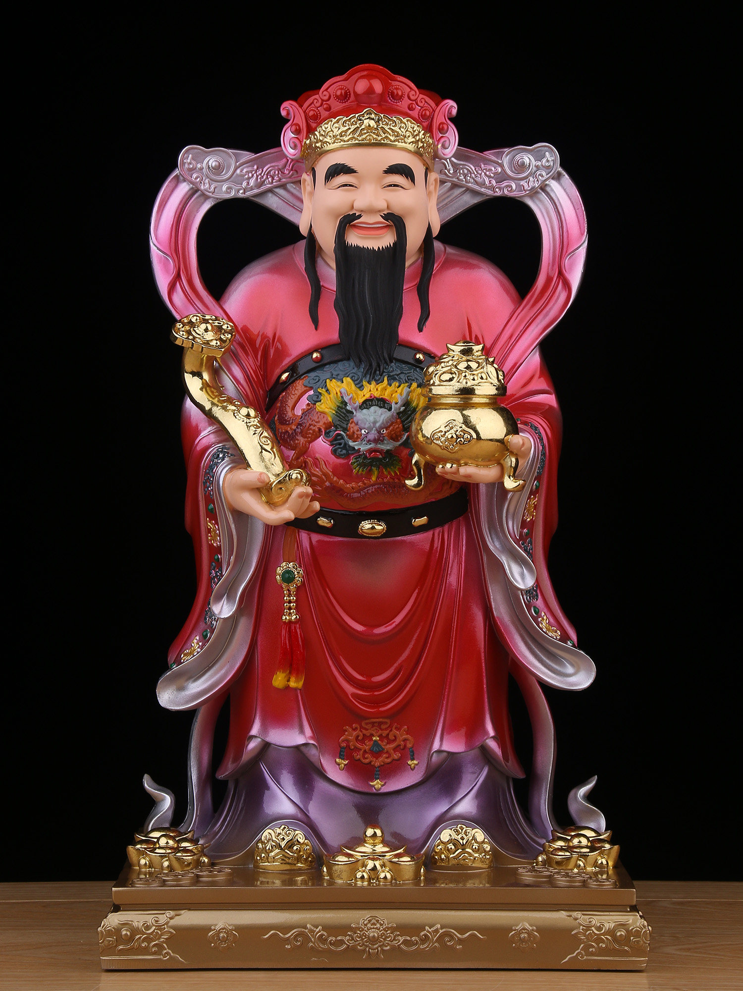 财神爷摆件招财家用办公室店铺礼品比干文财神爷开业供奉树脂佛像