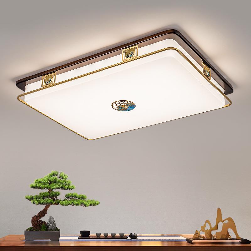 新款新中式吸顶灯中国风新款客厅灯餐厅风扇灯古典实木全光谱灯具