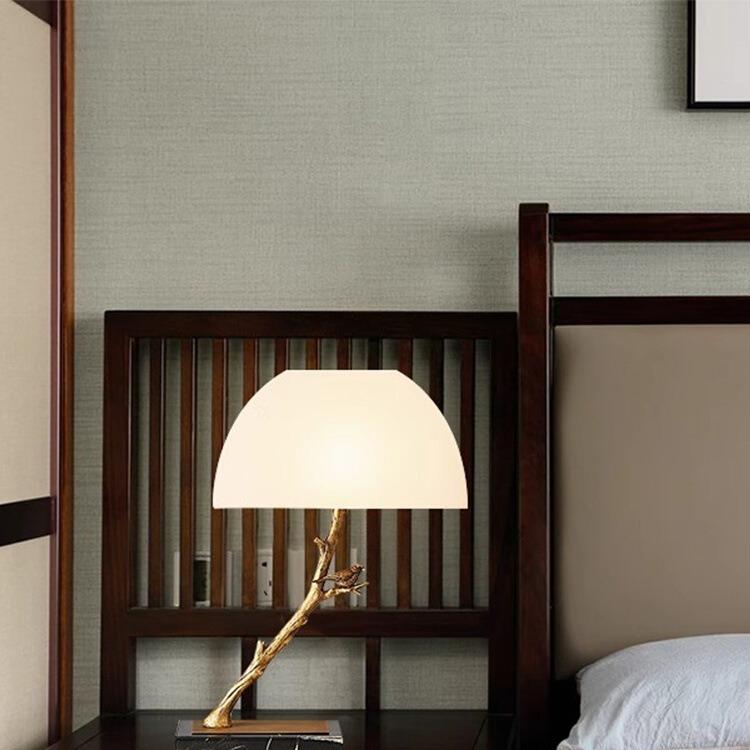 新中式全铜台灯后现代简约设计师酒店客厅卧室大理石台灯