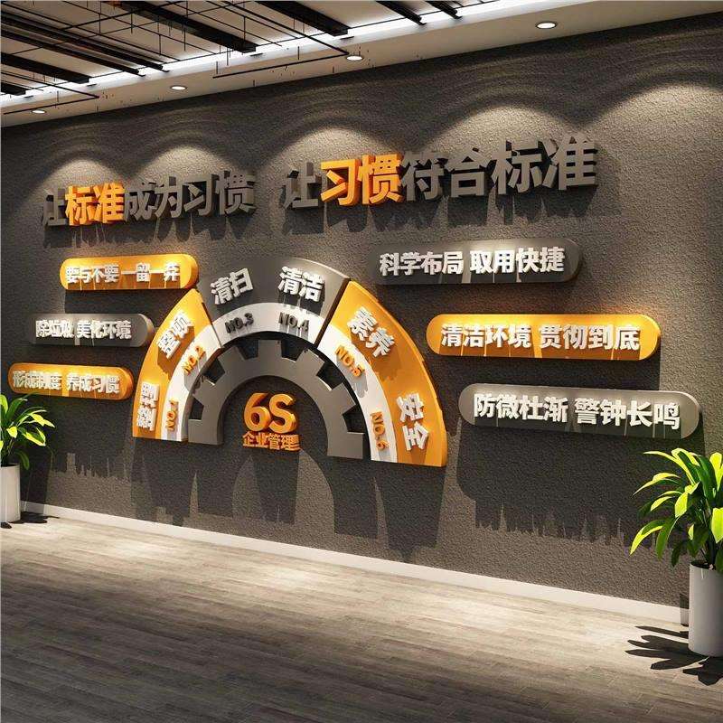 工厂生产车间标语墙贴画6s管理标识牌安全励志宣传文化墙背景装饰