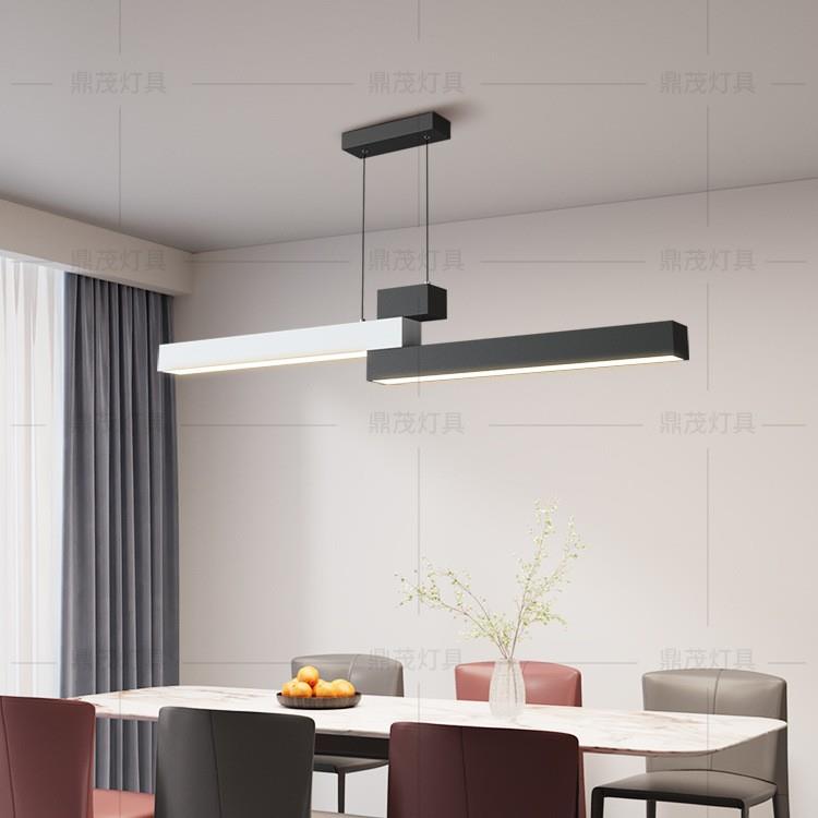 餐厅吊灯网红全光谱2025新款轻奢风极简一字长条吧台餐桌简约现代