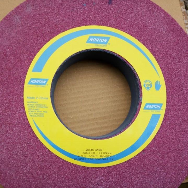 诺顿铬刚玉红色大水磨砂轮25A46K355*38.1*127 350*40*127