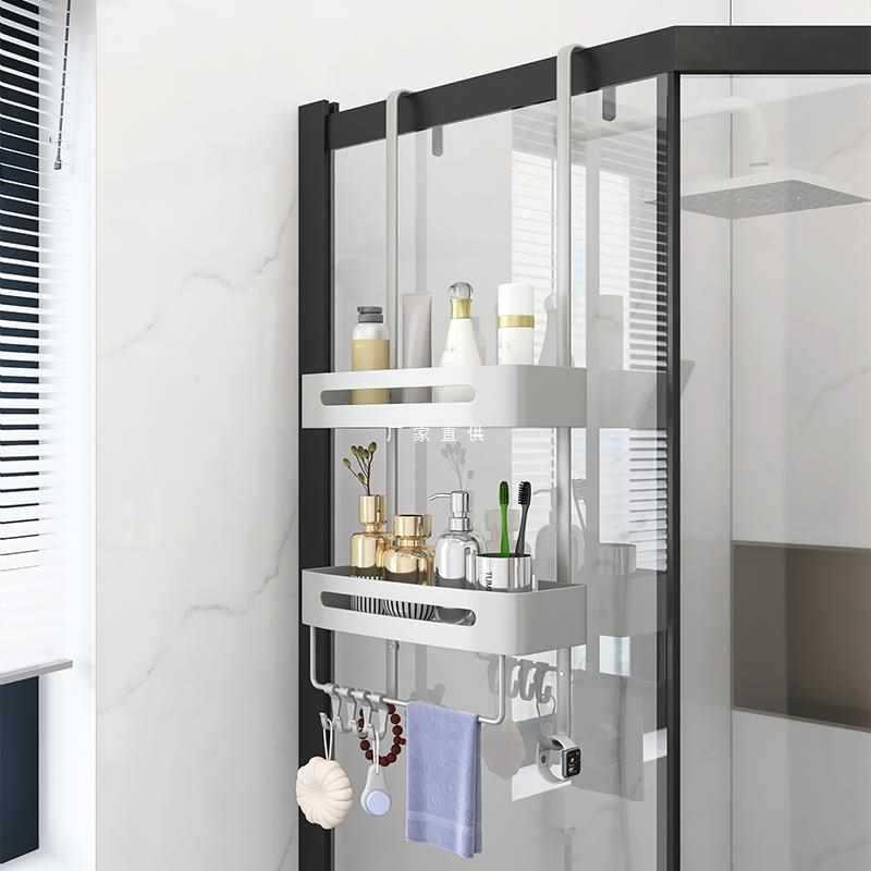 浴室置物架淋浴房洗手间不锈钢冲凉房挂篮免打孔卫生间收纳架挂钩