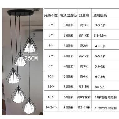 楼梯长吊灯现代简约别墅客厅灯具创意个性螺旋状铁艺灯复式楼吊灯
