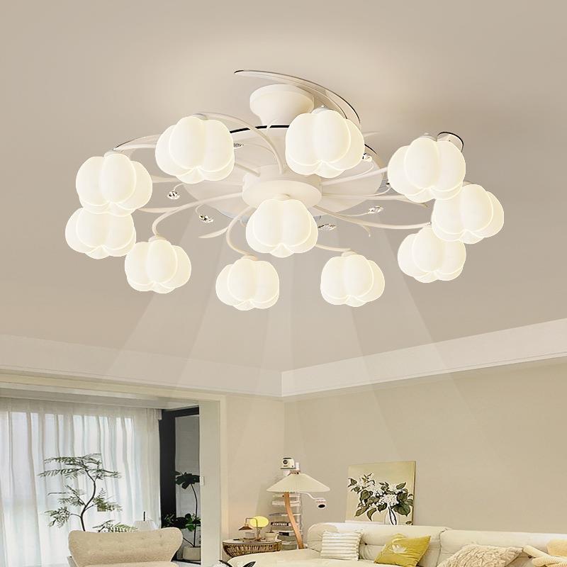 客厅隐形风扇灯2025新款奶油风大厅主灯简约现代高级感全光谱灯具