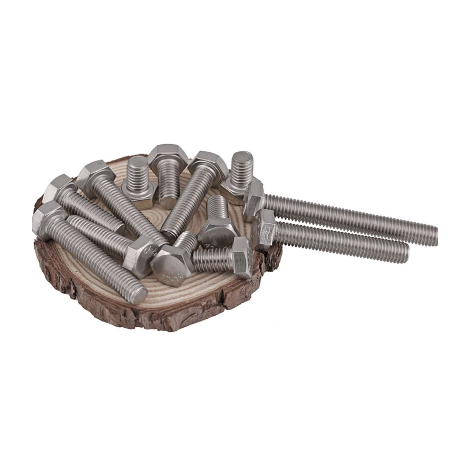 不锈钢304外六角全牙螺栓螺杆切边六角配套平垫弹垫螺母齐全现货