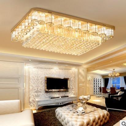水晶灯客厅灯大气奢华圆形水晶吸顶灯led卧室灯灯饰中山灯具