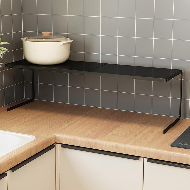 厨房台面可伸缩置物架桌面桌上隔板柜子分层架双层隔断放锅架1