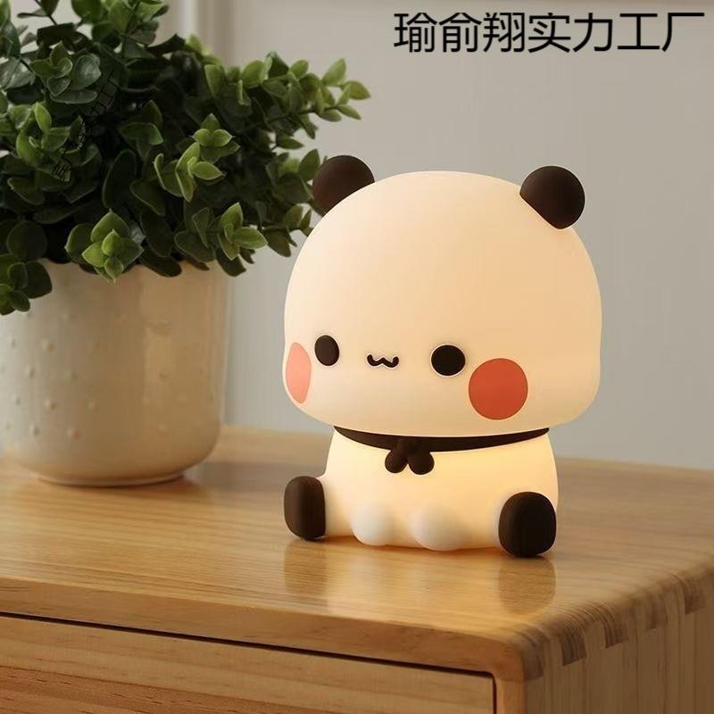 熊猫一二小夜灯卧室床头拍拍灯儿童睡眠布布护眼小夜灯一二拍拍灯