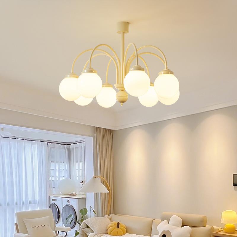 法式中古奶油风吊灯客厅灯美式简约北欧现代魔豆卧室餐厅儿童房灯