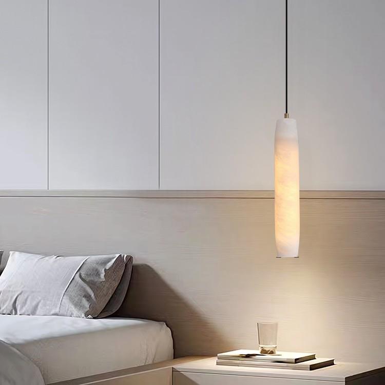 北欧简约西班牙全铜天然云石卧室床头长条吊线小吊灯中山灯具