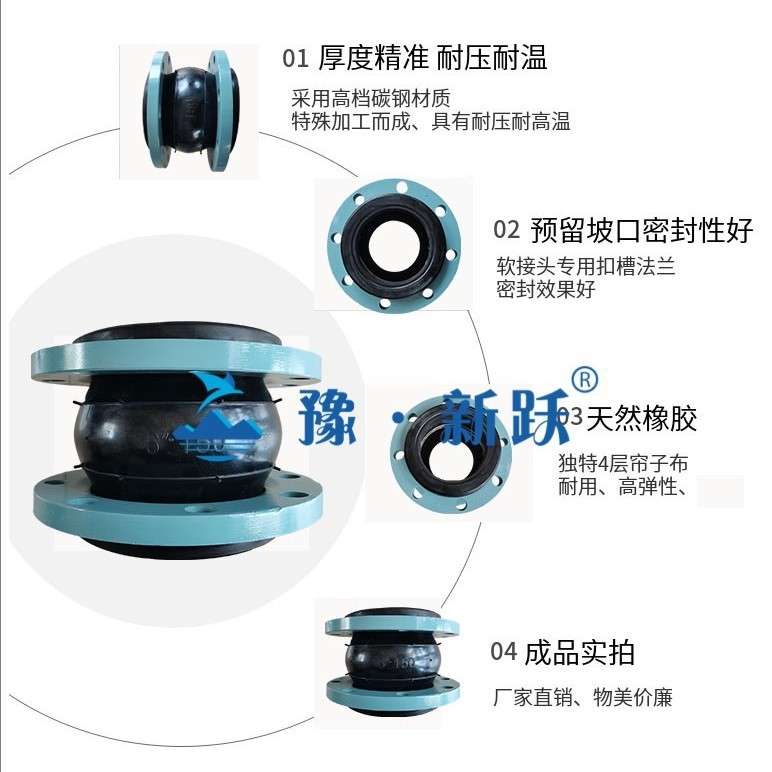 新跃柔性接头dn100可曲挠橡胶接头橡胶补偿器软连接 橡胶软接头