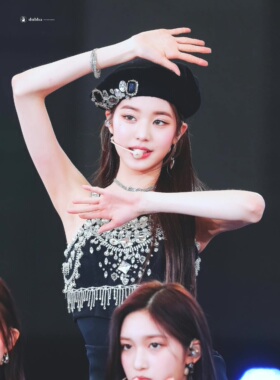 新款打歌服韩国IVE张元英同款水钻重工吊带连衣短裙闪钻女团