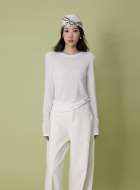 ATUMU「T恤系列」春上新丨圆领长袖纯色宽松打底上衣AT508